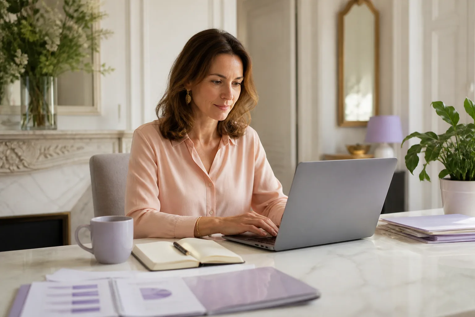 Collaborateur préparant un compte rendu de réunion sur ordinateur