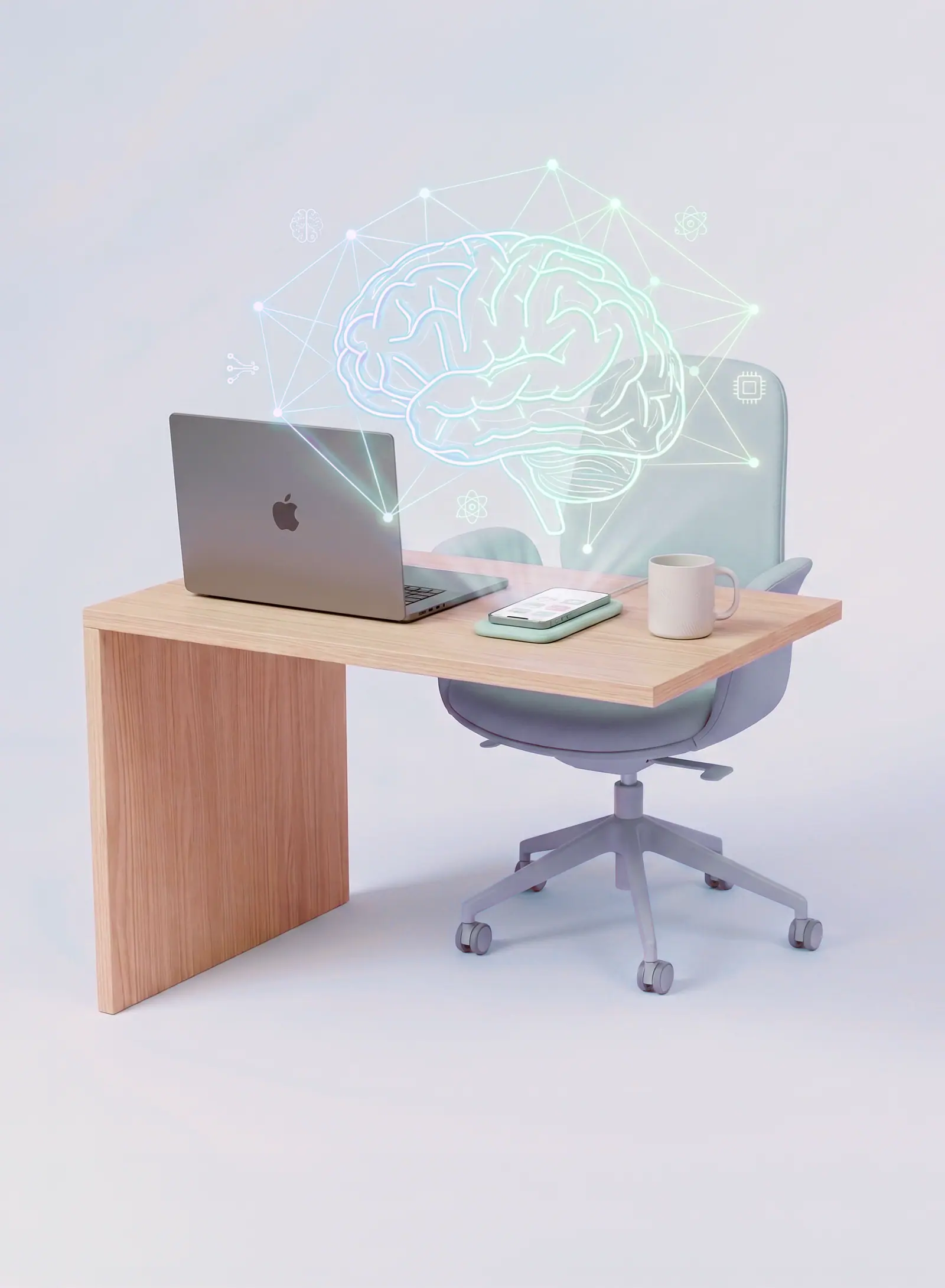 Bureau de travail avec outils d’intelligence artificielle